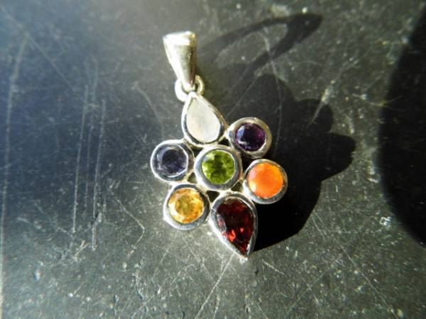 Anhänger, Sterlingsilber, Blume, Chakra, Chakrasteine, bunt, Esoterik