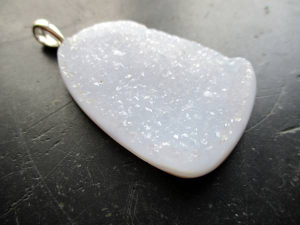 Anhänger, Chalcedon, Druse, Druzy, Sterlingsilber, hellblau, Schmuck, Unisex