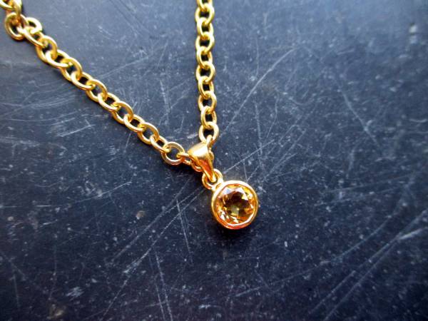 Anhänger, Sterlingsilber, vergoldet, Citrin, rund, facettiert, Schmuck, Braut, Frauen