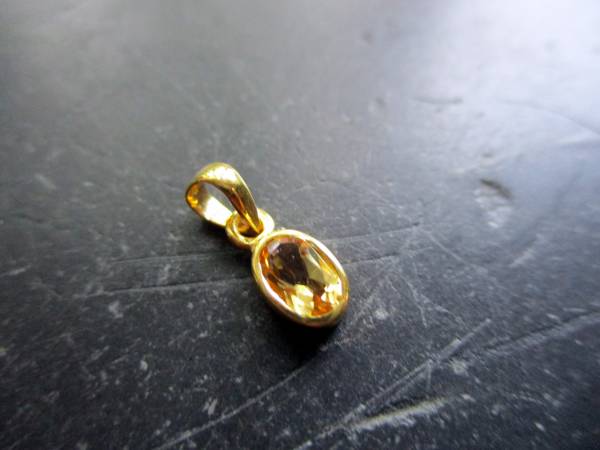 Anhänger, Sterlingsilber, vergoldet, Citrin, oval, mini, facettiert, Schmuck, Braut, Frauen