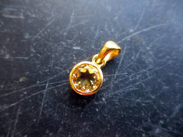 Anhänger, Sterlingsilber, vergoldet, Citrin, rund, facettiert, Schmuck, Braut, Frauen