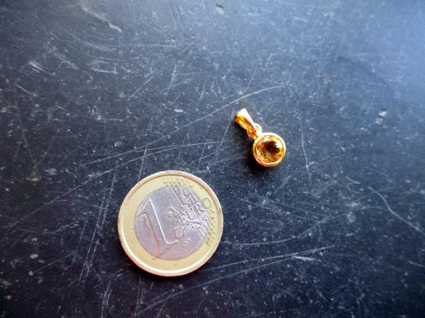 Anhänger, Sterlingsilber, vergoldet, Citrin, rund, facettiert, Schmuck, Braut, Frauen