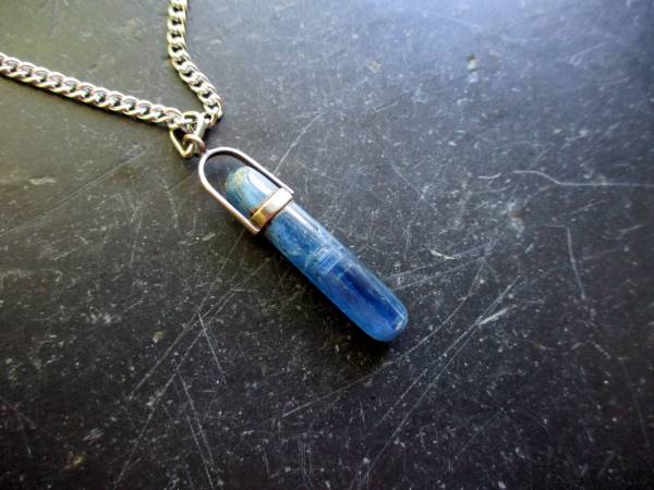 Anhänger, Disthen, blau, Sterlingsilber, oval, länglich, Unisex, Schmuck