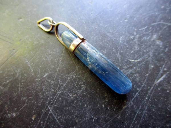 Anhänger, Disthen, blau, Sterlingsilber, oval, länglich, Unisex, Schmuck