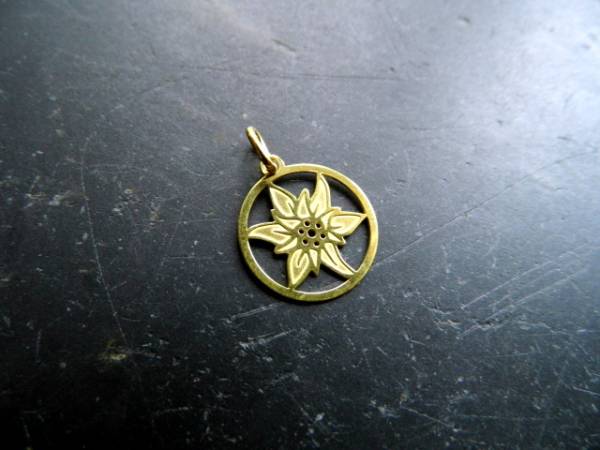 Edelweiss, Anhänger, Sterlingsilber, Silber, vergoldet, Blume, Schmuck, Kette, Dirndl, filigran