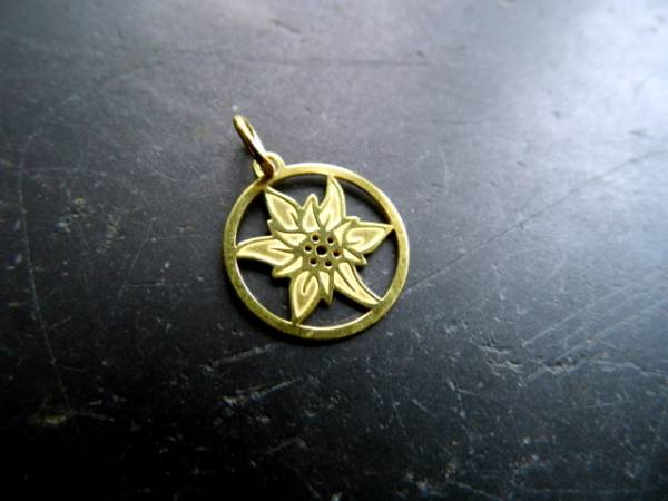 Edelweiss, Anhänger, Sterlingsilber, Silber, vergoldet, Blume, Schmuck, Kette, Dirndl, filigran