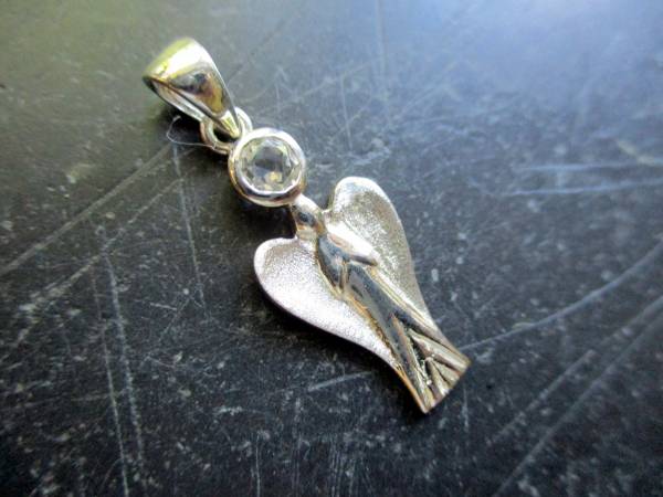 Anhänger, Engel, Sterlingsilber, Bergkristall, facettiert, Schmuck, Schutz, Frauen, Mädchen