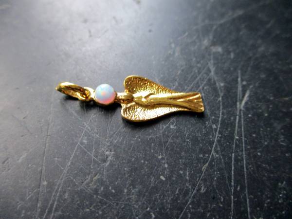 Anhänger, Engel, Sterlingsilber, vergoldet, Schmuckstein, Schmuck, Schutz, Frauen, Mädchen