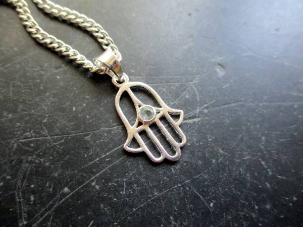 Hand von Fatima, Anhänger, Sterlingsilber, Topas, Schutz