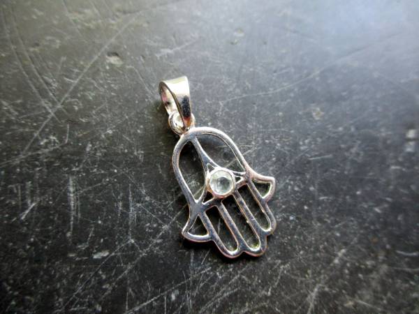 Hand von Fatima, Anhänger, Sterlingsilber, Topas, Schutz