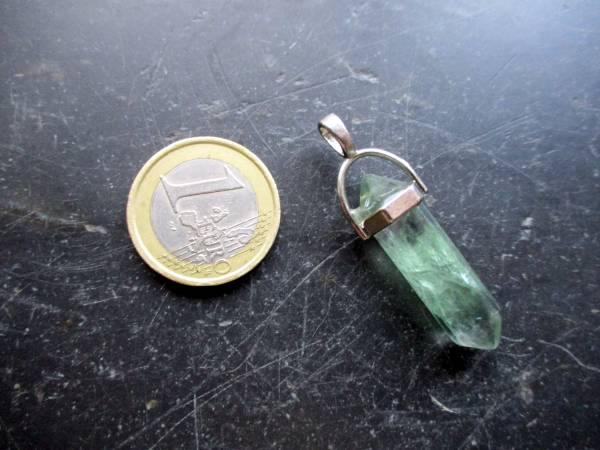 Anhänger, Fluorit, grün, Doppelspitze, Metall, Schmuck, Wicca, Schamane