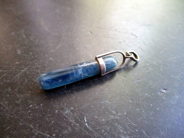 Anhänger, Disthen, blau, Sterlingsilber, oval, länglich, Unisex, Schmuck