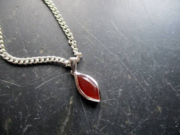 Anhänger, Karneol, Sterlingsilber, orange, Raute, facettiert, Schmuck, Frauen, Mädchen