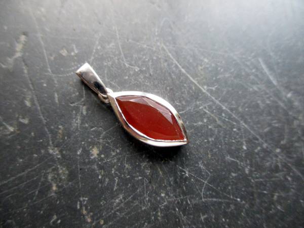 Anhänger, Karneol, Sterlingsilber, orange, Raute, facettiert, Schmuck, Frauen, Mädchen