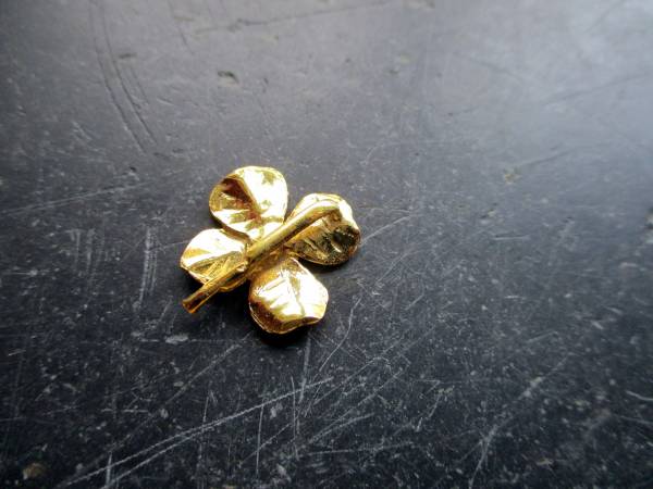 Kleeblatt, Blatt, Sterlingsilber, vergoldet, Glücksbringer