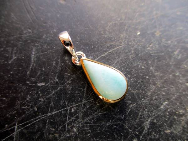 Anhänger, Silber, Larimar, Sterlingsilber, teilweise vergoldet, blau, Schmuck, new age