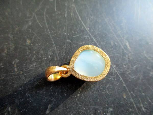 Anhänger, Sterlingsilber, vergoldet, satiniert, Larimar, blau, New Age