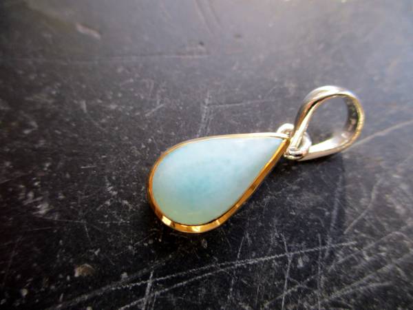 Anhänger, Silber, Larimar, Sterlingsilber, teilweise vergoldet, blau, Schmuck, new age