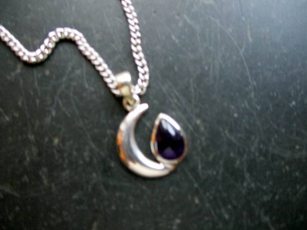 Anhänger, Sterlingsilber, Mond, Amethyst, lila, Symbol, Schmuck, Unisex