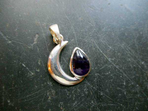 Anhänger, Sterlingsilber, Mond, Amethyst, lila, Symbol, Schmuck, Unisex