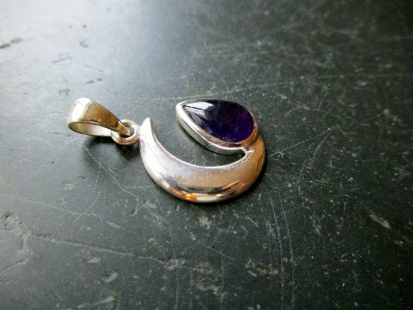 Anhänger, Sterlingsilber, Mond, Amethyst, lila, Symbol, Schmuck, Unisex