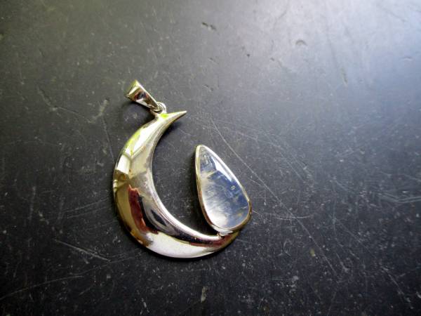 Anhänger, Mond, Silber, Mondstein, Sterlingsilber, weiß, groß, Esoterik