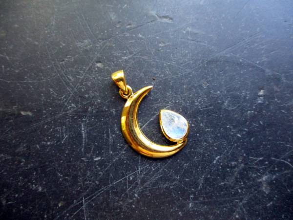 Anhänger, Sterlingsilber, Mond, Mondstein, klein, Amulett, Intuition, Magie