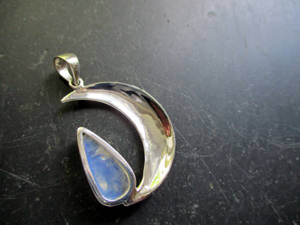 Anhänger, Mond, Silber, Mondstein, Sterlingsilber, weiß, groß, Esoterik