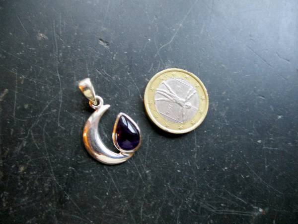 Anhänger, Sterlingsilber, Mond, Amethyst, lila, Symbol, Schmuck, Unisex