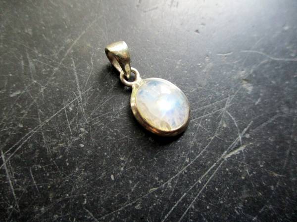 Anhänger, Mondstein, Sterlingsilber, Regenbogenmondstein, weiß, oval, schillernd