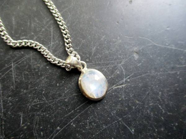 Anhänger, Mondstein, Sterlingsilber, Regenbogenmondstein, weiß, oval, schillernd