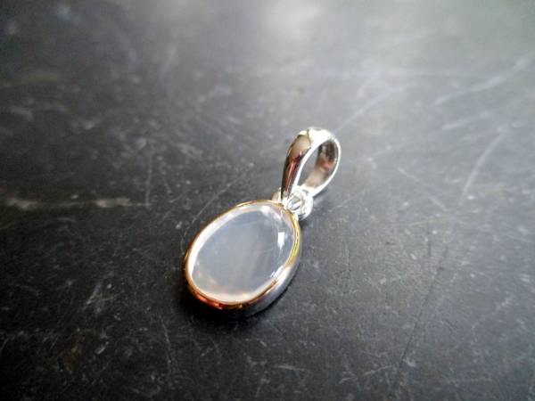 Anhänger, Sterlingsilber, teilweise vegoldet, Mondstein, weiß, oval, Schmuck