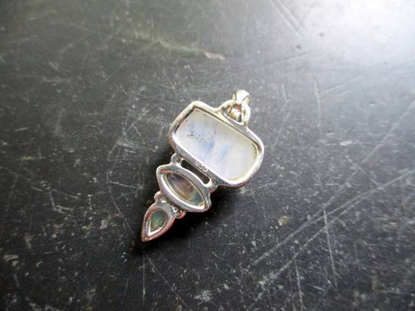 Anhänger, Sterlingsilber, Mondstein, 3 Steine, schimmernd, Schmuck, Braut