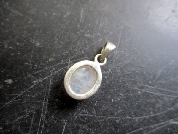 Anhänger, Mondstein, Sterlingsilber, Regenbogenmondstein, weiß, oval, schillernd