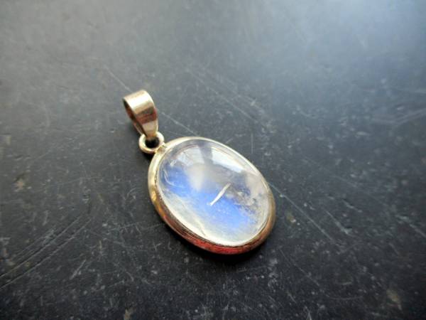 Anhänger, Sterlingsilber, Mondstein, mittel, oval, weiß, schimmernd, Schmuck, Frauen, Mädchen