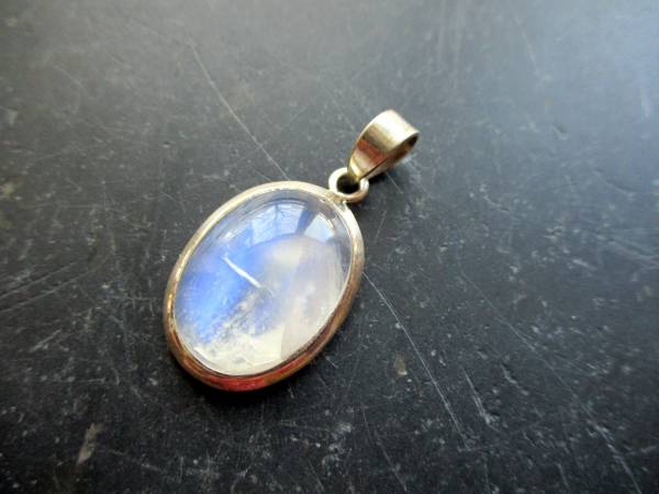 Anhänger, Sterlingsilber, Mondstein, mittel, oval, weiß, schimmernd, Schmuck, Frauen, Mädchen