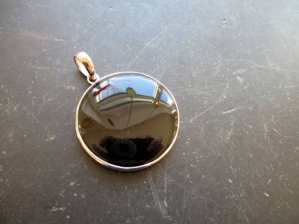 Anhänger, Sterlingsilber, Obsidian, schwarz, rund, Schmuck, Frauen, Männer