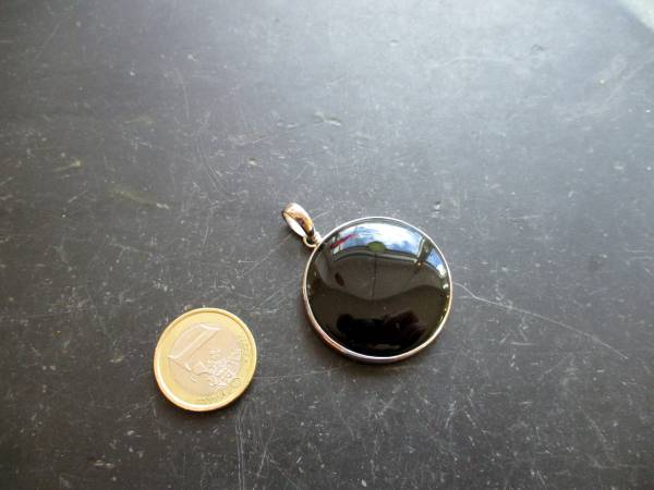 Anhänger, Sterlingsilber, Obsidian, schwarz, rund, Schmuck, Frauen, Männer