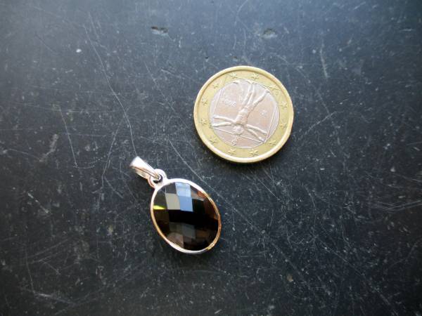 Rauchquarz, Anhänger, Sterlingsilber, facettiert, oval braun, Schmuck, Unisex