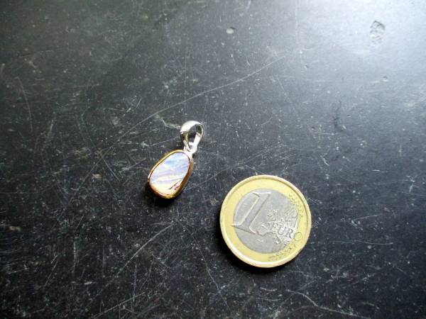 Anhänger, Sterlingsilber, Boulder Opal, Opal, teilweise vergoldet, weiß schimmernd, Schmuck, Frauen