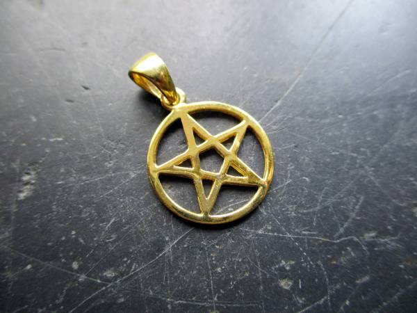 Anhänger, Pentagramm, Sterlingsilber, vergoldet, Wicca, Schamane, Schutz