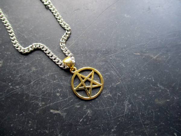 Anhänger, Pentagramm, Sterlingsilber, vergoldet, Wicca, Schamane, Schutz