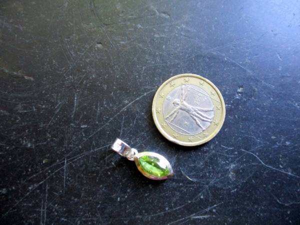 Anhänger, Sterlingsilber, Peridot, grün, Navette, facettiert, Schmuck, Unisex, Silber
