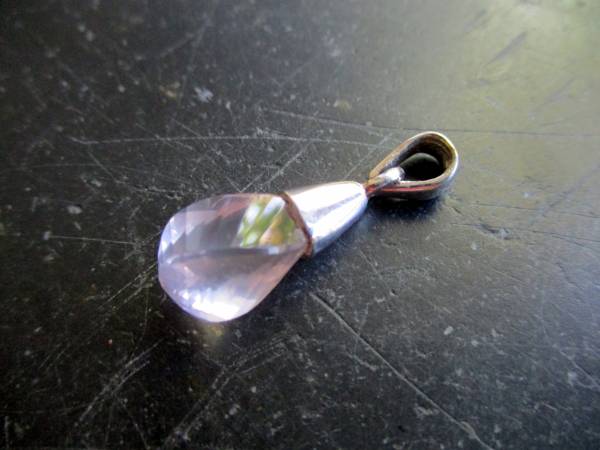Anhänger, Sterlingsilber, Rosenquarz, facettiert, gedreht, weiß, Schmuck, Frauen
