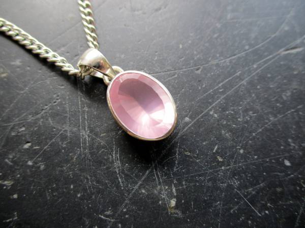 Anhänger, Rosenquarz, facettiert, Sterlingsilber,  Silber, rosa, Schmuck