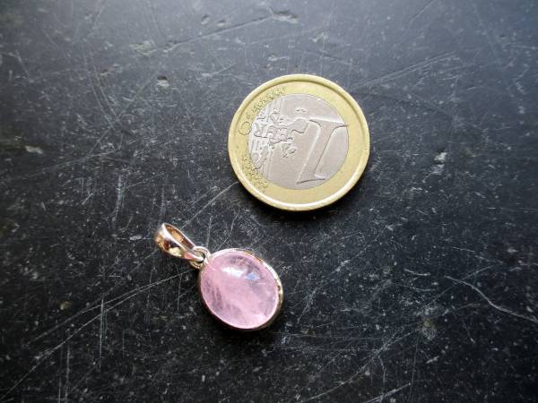 Anhänger, Rosenquarz, Sterlingsilber, oval,  rosa, Schmuck