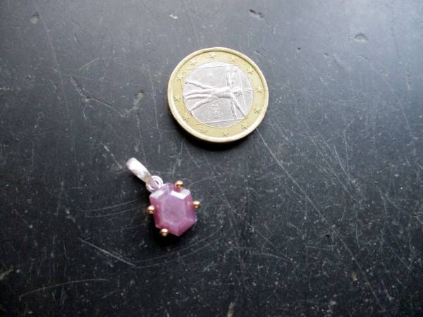 Rubinanhänger, Sterlingsilber, teilweise vergoldet, Rubin, rot, Anhänger, Schmuck, Frauen