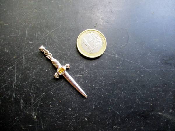 Anhänger, Schwert, Citrin, facettiertt, Sterlingsilber, Hausaltar, Mut