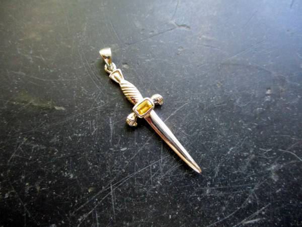 Anhänger, Schwert, Citrin, facettiertt, Sterlingsilber, Hausaltar, Mut