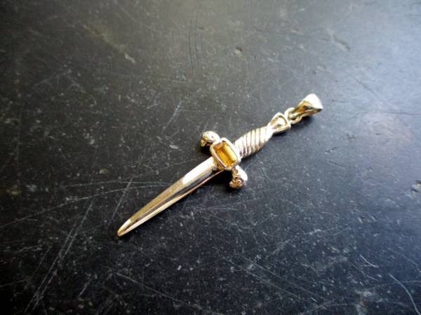 Anhänger, Schwert, Citrin, facettiertt, Sterlingsilber, Hausaltar, Mut